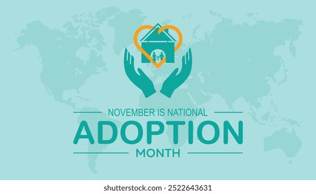 National Adoption month is observed every year on November.: People, Holidays Awareness concept. background, placard, banner template Vector illustration design.