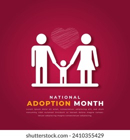 National Adoption Month Paper cut style Vector Design Illustration for Background, Poster, Banner, Advertising, Greeting Card