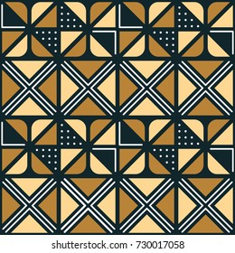 National African ornament with triangular elements. Seamless pattern for textiles. Border for decorating clothes in African style.