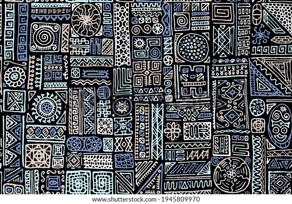 National\
african vector seamless pattern. Fashion textile print design.\
African or polynesian ethnic tribal hand drawn swatch. Simple\
doodle patchwork. Decorative embroidery\
pattern.