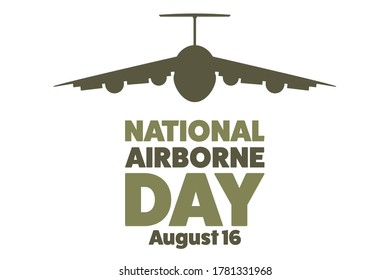 National Airborne Day. August 16. Holiday concept. Template for background, banner, card, poster with text inscription. Vector EPS10 illustration