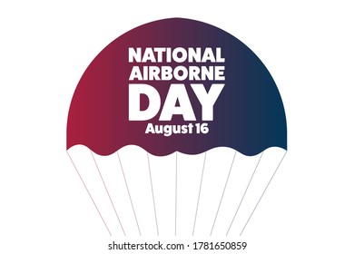 National Airborne Day. August 16. Holiday concept. Template for background, banner, card, poster with text inscription. Vector EPS10 illustration
