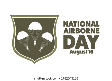 National Airborne Day. August 16. Holiday concept. Template for background, banner, card, poster with text inscription. Vector EPS10 illustration