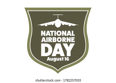 National Airborne Day. August 16. Holiday concept. Template for background, banner, card, poster with text inscription. Vector EPS10 illustration