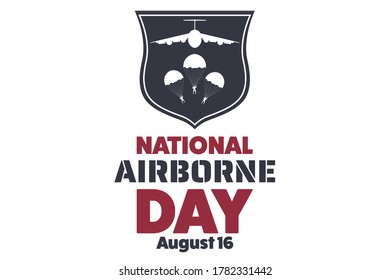 National Airborne Day. August 16. Holiday concept. Template for background, banner, card, poster with text inscription. Vector EPS10 illustration