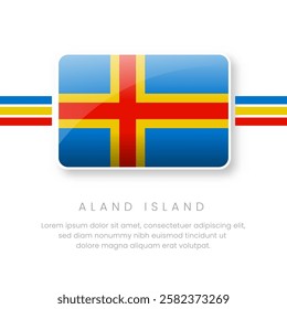 National Aland Island Flag.Vector Aland Island Button Flag. Realistic National Flag Design and Vector Template