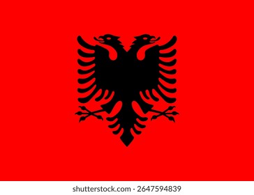 National Albania flag. High detailed flag of Albania. Europe. 3D illustration.