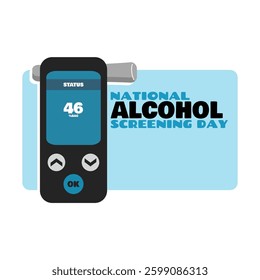 National Alcohol Screening Day to celebrate on April. Illustration of an alcohol tester on a white background.