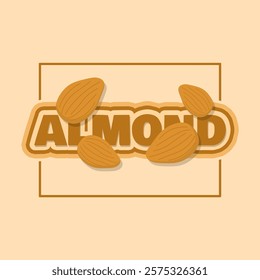 National Almond Day to celebrate on February 16th. Illustration of almonds with bold text on beige background.