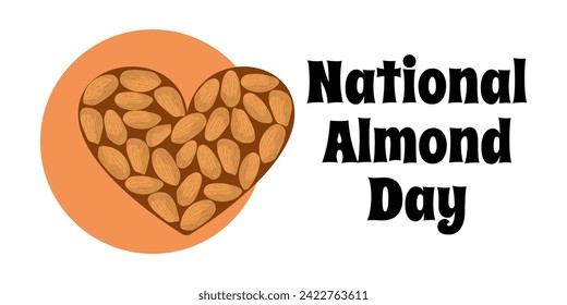 National Almond Day, horizontal poster or banner vector illustration design about healthy food