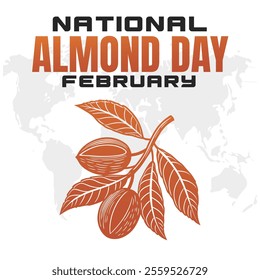 NATIONAL ALMOND DAY social media post Vector Illustration on february