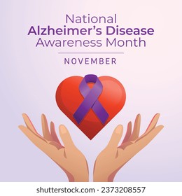 National Alzheimers Disease Awareness Month design template good for celebration usage. purple ribbon design template. alzheimer design template. vector eps 10.