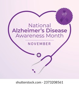 National Alzheimers Disease Awareness Month design template good for celebration usage. purple ribbon design template. alzheimer design template. vector eps 10.