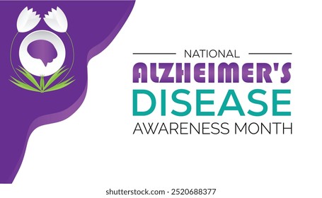 National Alzheimer's disease awareness month is observed every year on November. Medical Healthcare Awareness concept. background, placard, banner template Vector illustration design.