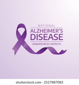 National Alzheimers Disease Awareness Month vector design template good for celebration usage. Purple ribbon. flat design. eps 10.