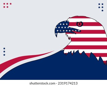 National American Eagle Day on June 20 Background Abstract a blend of the American Flag with the Silhouette of an Eagle and Copy Space Area. Suitable to place on content with that theme.