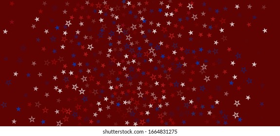 National American Stars Vector Background. USA Labor President's Independence Veteran's 4th of July Memorial 11th of November Day Border. US Election Banner. American Blue, Red, White Falling Stars.