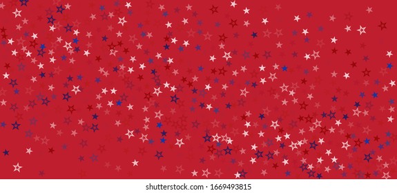 National American Stars Vector Background. USA Labor Independence 11th of November 4th of July, President's, Memorial, Veteran's Day Design. American Blue, Red, White Falling Stars. US Election Frame.