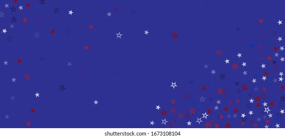 National American Stars Vector Background. USA President's 4th of July Memorial Veteran's Labor Independence 11th of November Day Frame. US Election Banner. American Blue, Red, White Falling Stars.