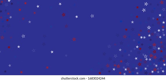 National American Stars Vector Background. USA Independence Labor Memorial Veteran's 4th of July 11th of November President's Day Design. US Election Banner. American Blue, Red, White Falling Stars.