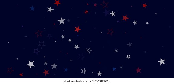 National American Stars Vector Background. USA Labor Veteran's 4th of July President's Memorial 11th of November Independence Day Banner. American Blue, Red, White Falling Stars. US Election Pattern.