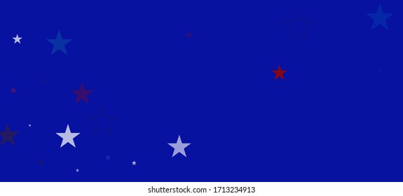 National American Stars Vector Background. USA 11th of November Labor Independence Veteran's Memorial 4th of July President's Day Pattern. American Blue, Red, White Falling Stars. US Election Border.