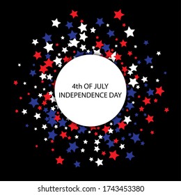 National American Stars Vector Background. USA 4th of July Independence  Day pattern. US Election Border. American Blue, Red, White Falling Stars.