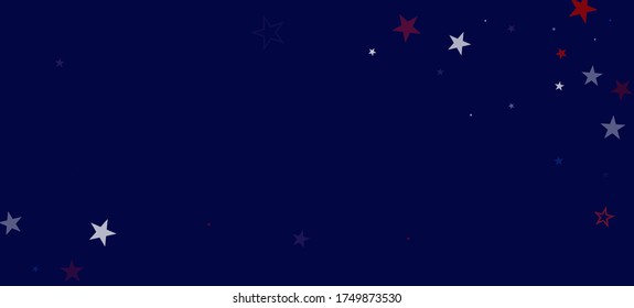 National American Stars Vector Background. USA Memorial 4th of July Veteran's Labor Independence 11th of November President's Day Banner. American Blue, Red, White Falling Stars. US Election Pattern.