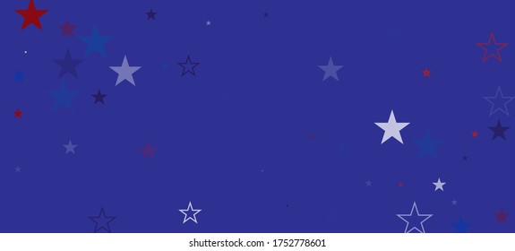 National American Stars Vector Background. USA 11th of November 4th of July Memorial Independence President's Labor Veteran's Day Border. US Election Banner. American Blue, Red, White Falling Stars.