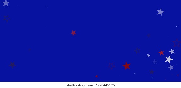 National American Stars Vector Background. USA President's 11th of November Memorial Labor Veteran's 4th of July Independence Day Pattern. American Blue, Red, White Falling Stars. US Election Texture.