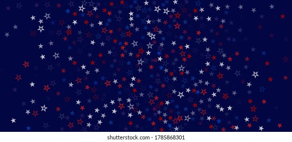 National American Stars Vector Background. USA Labor Independence 4th of July Veteran's Memorial 11th of November President's Day Frame. US Election Border. American Blue, Red, White Falling Stars.