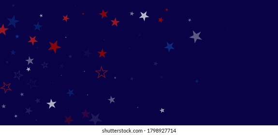 National American Stars Vector Background. USA 4th of July Memorial Independence Labor President's 11th of November Veteran's Day Texture. US Election Frame. American Blue, Red, White Falling Stars.