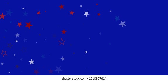 National American Stars Vector Background. USA Veteran's Independence Memorial 4th of July Labor President's 11th of November Day Border. US Election Design. American Blue, Red, White Falling Stars.