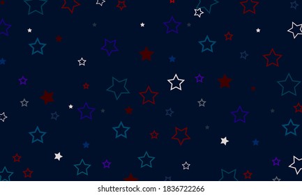 National American Stars Vector Background. USA 11th of November 4th of July Independence Veteran's President's Labor Memorial Day Texture. US Election Border. American Blue, Red, White Falling Stars.