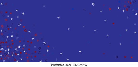 National American Stars Vector Background. USA Memorial Labor Veteran's 4th of July 11th of November Independence President's Day Texture. US Election Design. American Blue, Red, White Falling Stars.