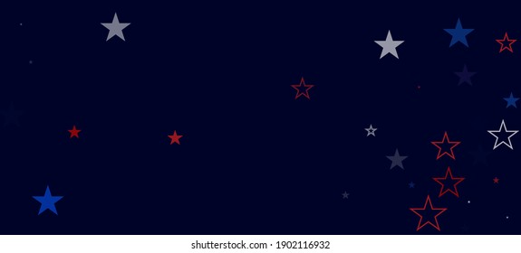 National American Stars Vector Background. USA President's Memorial 4th of July Independence Veteran's 11th of November Labor Day Design. American Blue, Red, White Falling Stars. US Election Pattern.