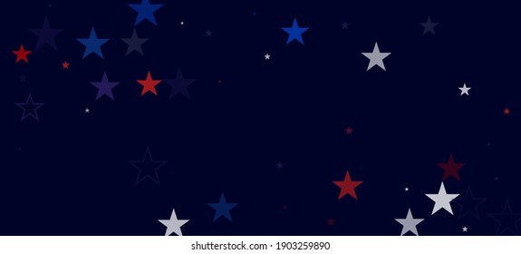 National American Stars Vector Background. USA 11th of November President's Veteran's 4th of July Memorial Labor Independence Day Design. US Election Texture. American Blue, Red, White Falling Stars.