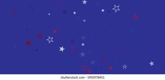 National American Stars Vector Background. USA Veteran's Labor Memorial Independence President's 4th of July 11th of November Day Design. US Election Texture. American Blue, Red, White Falling Stars.
