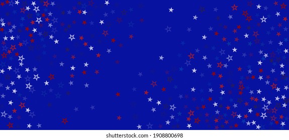 National American Stars Vector Background. USA 4th of July Memorial Independence Labor President's 11th of November Veteran's Day Texture. American Blue, Red, White Falling Stars. US Election Design.