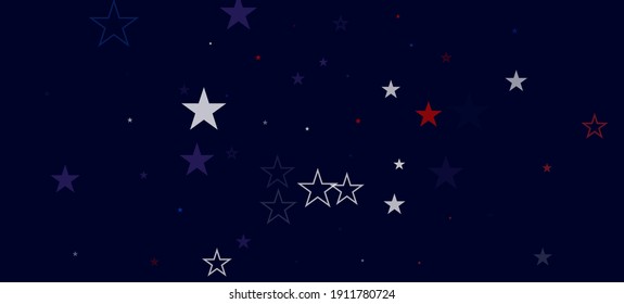 National American Stars Vector Background. USA Veteran's Labor Memorial 4th of July Independence 11th of November President's Day Frame. US Election Border. American Blue, Red, White Falling Stars.