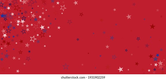 National American Stars Vector Background. USA Labor Memorial 4th of July Independence President's Veteran's 11th of November Day Frame. American Blue, Red, White Falling Stars. US Election Border.