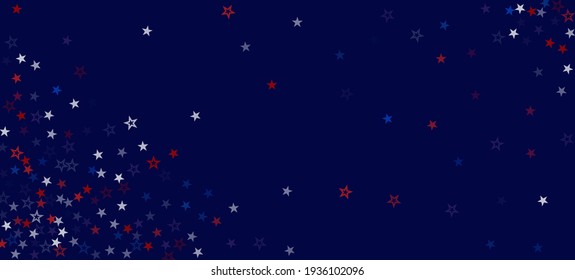 National American Stars Vector Background. USA Veteran's Independence President's Memorial 4th of July Labor 11th of November Day Banner. American Blue, Red, White Falling Stars. US Election Texture.