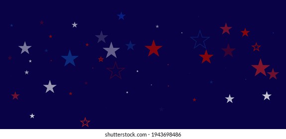 National American Stars Vector Background. USA 11th of November Veteran's Independence President's 4th of July Labor Memorial Day Design. American Blue, Red, White Falling Stars. US Election Border.