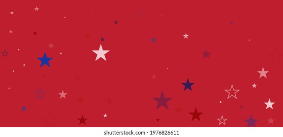 National American Stars Vector Background. USA Memorial Independence 4th of July 11th of November Veteran's President's Labor Day Pattern. US Election Texture. American Blue, Red, White Falling Stars.