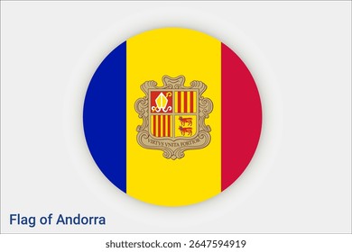 Bandeira nacional de Andorra. Bandeira de Andorra. Europa. Ilustração em 3D.