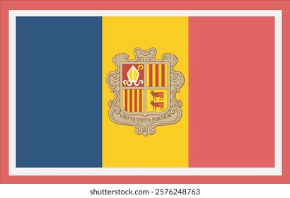 National Andorra flag, official colors and proportion correctly. National Andorra flag. Vector illustration. Andorra flag vector icon, simple, flat design for web or mobile app.