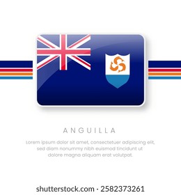 National Anguilla Flag.Vector Anguilla Button Flag. Realistic National Flag Design and Vector Template