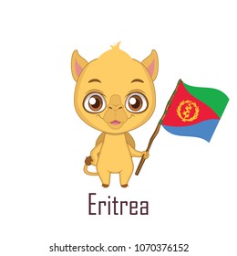 National animal camel holding the flag of Eritrea