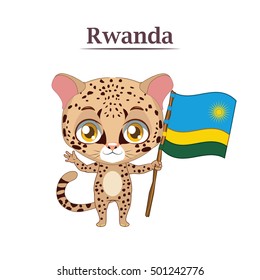 National animal leopard with Rwanda flag
