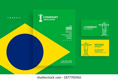 National annual report book cover and minimal business card design